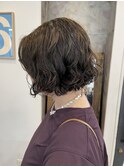 【中目黒】オリーブベージュカラーとふわふわウェーブパーマボブ