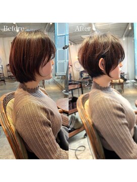 髪質改善と縮毛矯正の専門店 サンティエ(scintiller) 大人可愛い　小顔ナチュラルショートボブ30代40代50代