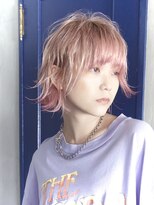 ロリム(RorriM)&nbsp;ウルフカット　ダブルカラー　ピンク　グラデーションカラー