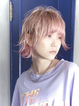 ロリム(RorriM) ウルフカット ダブルカラー ピンク グラデーションカラー