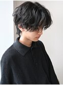 ニュアンスパーマアッシュブラックウルフ波巻きスパイラル渋谷
