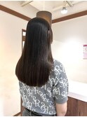 カット、縮毛矯正(+前処理剤)、ローズトリートメント