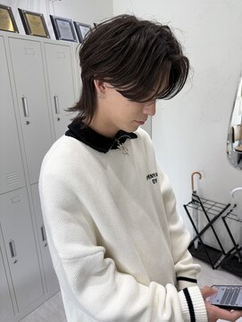 ジーナ 天神(Zina) センターパート黒髪ウルフ 【メンズサロンZina 天神】