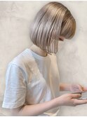 切りっぱなしボブミルクティーベージュ透明感カラー20代30代