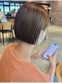 冬の切りっぱなしボブ◎大人アッシュ×前髪なし30代