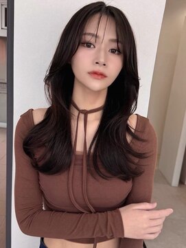 ソヨン 名駅2号店(SOYON) 大人ガーリー/小顔/レイヤーカット/黒髪/オリーブグレー/z173