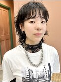 レイヤーパーマ　デジタルパーマ　ウルフ　ミディアム　ロング
