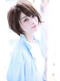 ベージュ小顔ショートボブスタイル【Cirrus by Cloud zero】