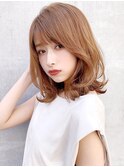 アプリコットオレンジくびれヘアハイライトカラー夏*