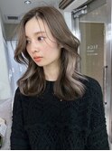 美髪エアリーロングピンクブラウン切りっぱなしボブ