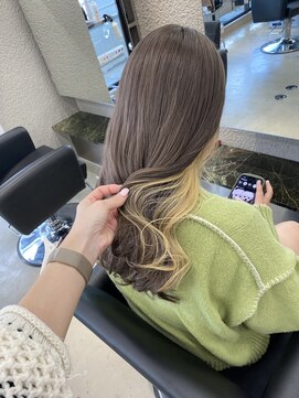 ペレ 栄店(PELE) デザインカラー/レイヤーカット/ウェットヘア/オリーブベージュ