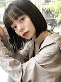 ぱつっとボブ/ダークグレージュ/ブリーチなし