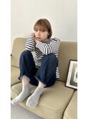 ミルクベージュ×耳掛けボブ