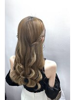 ドレスヘアお呼ばれアレンジ結婚式ハーフアップヨシンモリ巻き