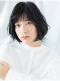 髪質改善ウェットアッシュブラックミニボブm古河20代30代40代