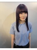 前髪ぱっつん/紫カラー/髪質改善