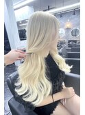 韓国ロングヘア×シールエクステ×ホワイトブロンド