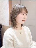 前髪アンブレラカラーこなれミディイメチェンウェーブパーマ