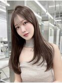 表参道韓国レイヤーカット/赤み消しカラー/ラベンダーグレージュ