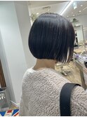 ミニボブ/黒髪/ストレートボブ/ショートボブ/切りっぱなし