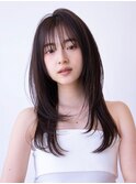 チョコグレージュ/20代30代大人かわいい/ミディアムレイヤー