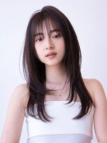 チョコグレージュ/20代30代大人かわいい/ミディアムレイヤー