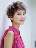 ☆ホワイトグレージュミニウルフデジタルパーマチェリーブラウン