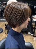 ミルクティーアッシュグレージュレイヤーボブショートウルフボブ