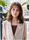 ナチュラルウェーブ×ミディアムレイヤーカット【岡山】ブラウン