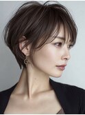 白髪ぼかし脱白髪染め似合わせショートボブ40代50代60代