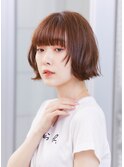 横顔美人☆ミルクティーベージュ/切りっぱなしボブ/ぶつ切りボブ