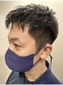 フォワード束感フェードカットショート ビジネスマン 学生、黒髪