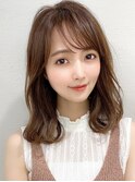 大人可愛いミディアム/ふんわりカール/ショコラアッシュ新宿