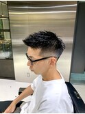 メンズビジネスアップバングショートフェードバーバーF