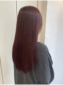 ロングヘアカラー♪レッド赤髪ストレートヘア