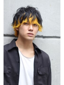 ブークル(boucle) 前髪インナーカラー メンズインナーカラー 黄色インナーカラー