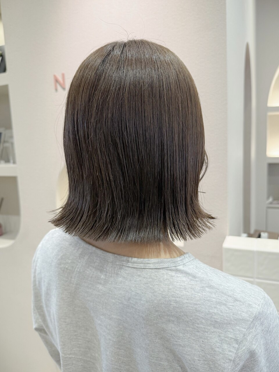 ピンクベージュ/ブリーチなし/表参道ボブ/女性美容師