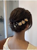 お呼ばれヘア　シニヨン×ヘッドドレス