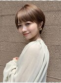 ショート　ベージュカラー シースルーバング TOKIKATA