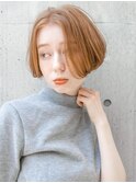 ショートボブ オレンジベージュカラー