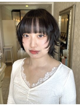 ヘアスタジオ アルス 御池店(hair Studio A.R.S) ザクザク外ハネショートウルフ黒髪10代20代