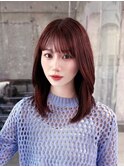 美髪韓国レイヤーイメチェン似合わせチェリーブラウンミニウルフ