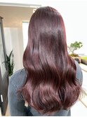 桑名ロングレイヤーカットロングヘアピンクブラウンカラー韓国