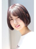 シンプルナチュラルボブ 小顔 耳かけ ショートボブ シースルー