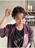 耳掛け・ショート・ハンサムショート ・前下がり・パーマ
