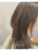 小顔カットミディアムウルフアッシュベージュ20代30代40代