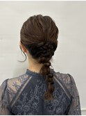 編みおろし 結婚式ヘアセット ゆるふわ