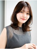 ◯薄めバング流し前髪フェイスレイヤーカットくびれボブパーマ
