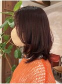 ★春ミディアムレイヤー/チェリーブラウンカラー/銀座/20代30代