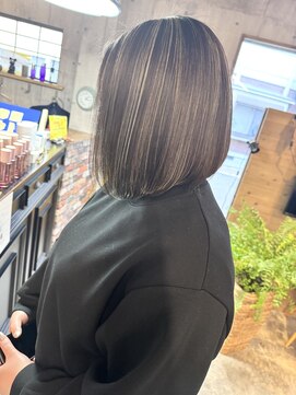ルーナヘアー(LUNA hair) 細めコントラストハイライト ボブ ブリーチ 10代20代30代40代